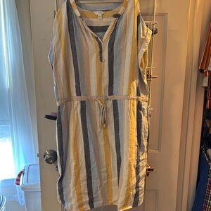 Time and Tru Striped Dress - Yellow, Gray, White